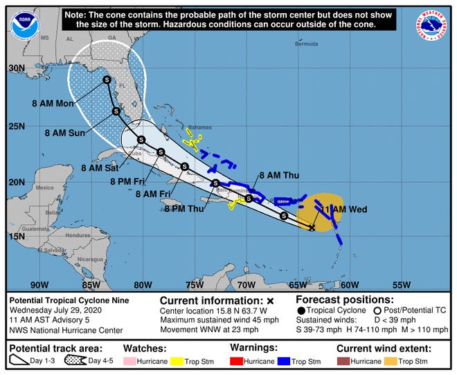 Tropical Storm Isaias  Florida in path