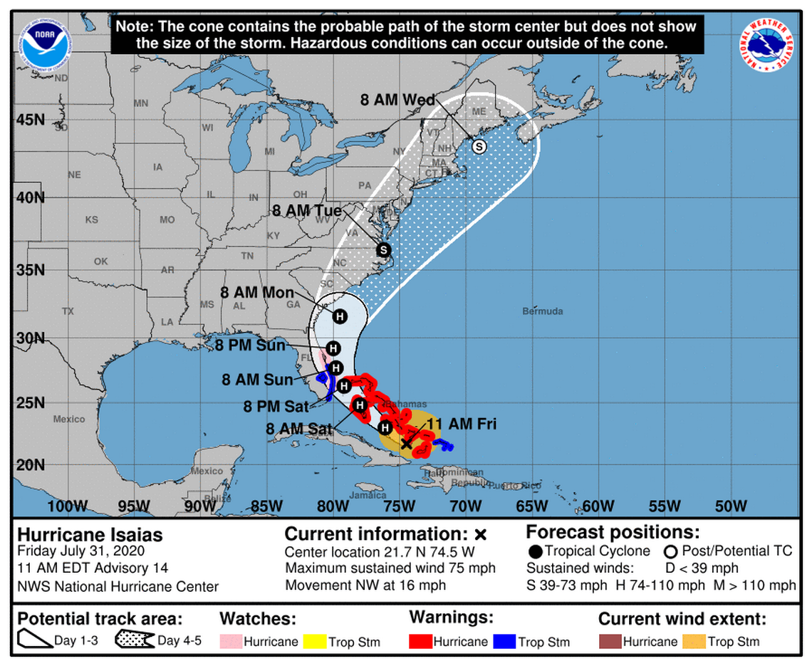 Hurricane watches issued for Florida coast for Isaias