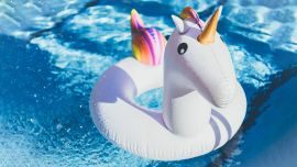 Girl in inflatable unicorn swept to sea is rescued