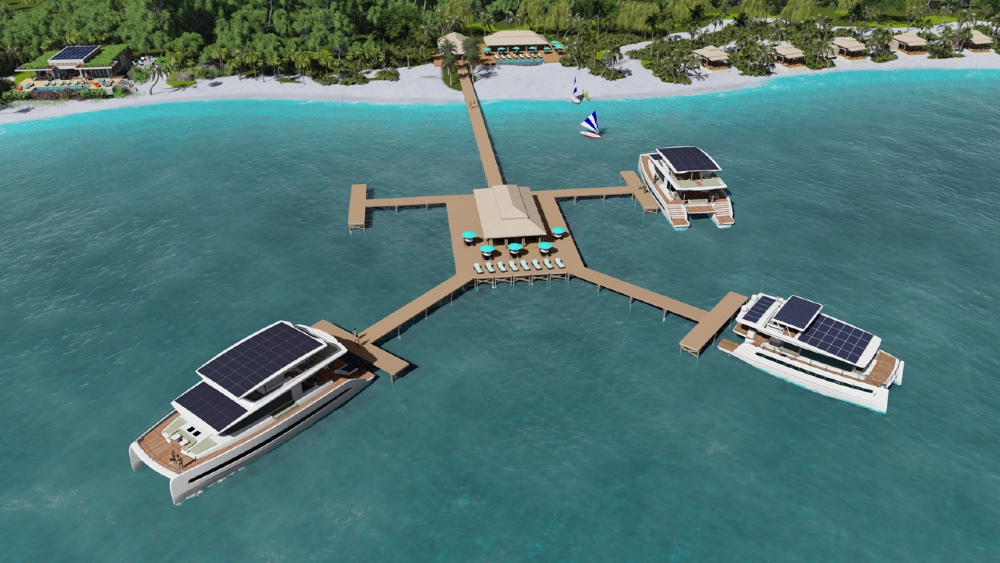 Zero-Emission Resort: Solar-Powered Catamarans Turns Into Floating Villas