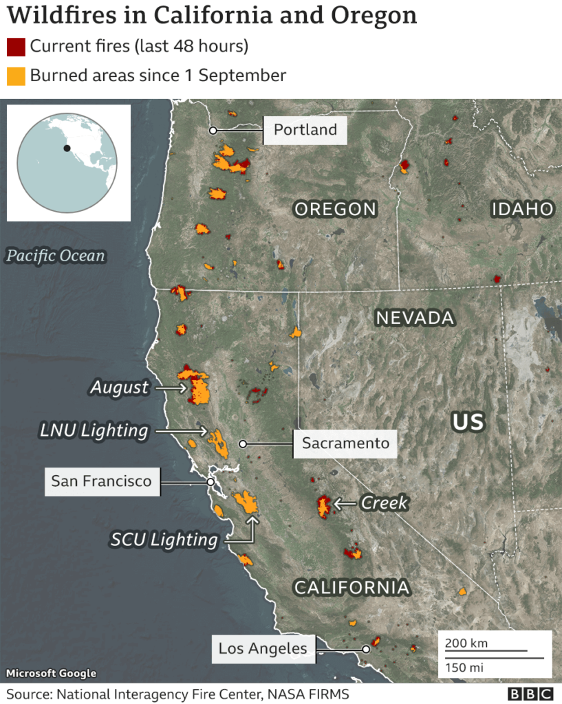 west coast wildfires in maps, graphics and images nonpolitical unbiased news without politics