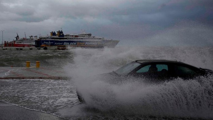 Rare Mediterranean storm batters Greece’s Ionian islands