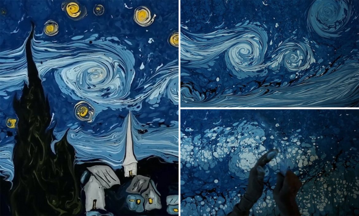 Watch artist recreate famous paintings on water
