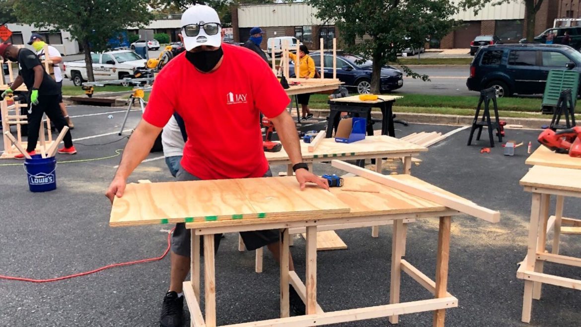 Remote schooling surge spurs parents to make desks for kids in need