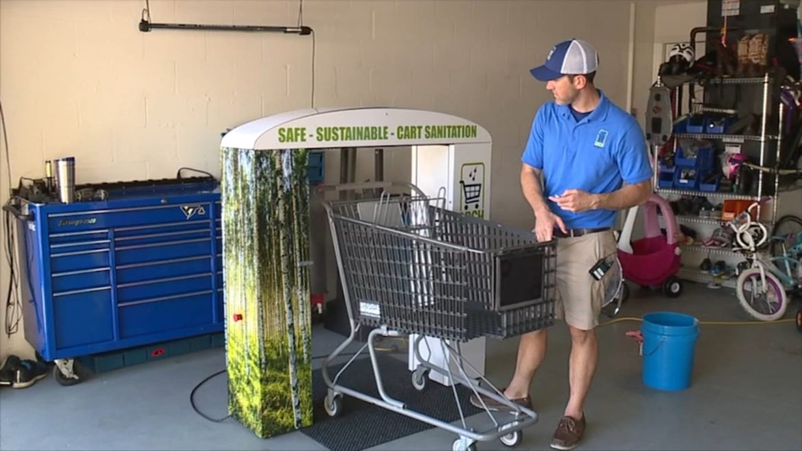 Father laid off creates cart sanitizer