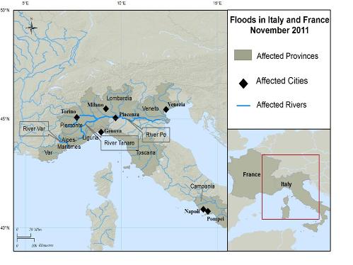 Карта наводнения италии