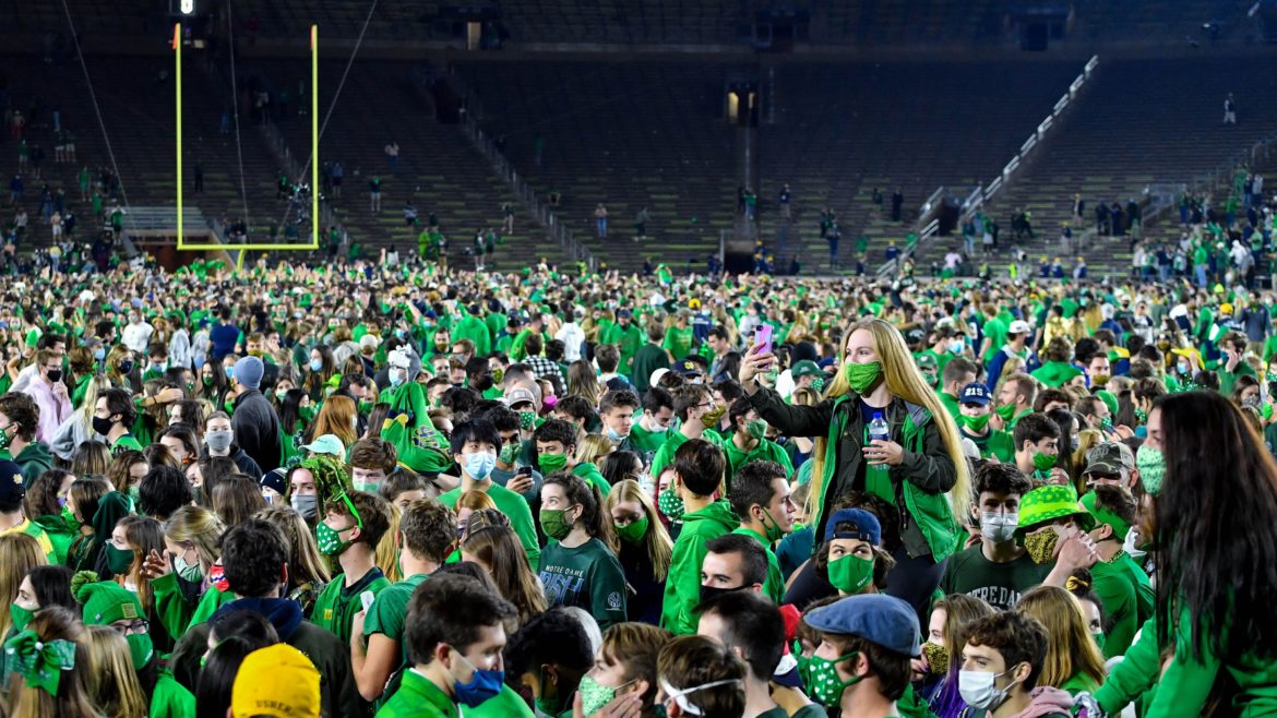 Fans Storm the Field at Notre Dame Stadium!