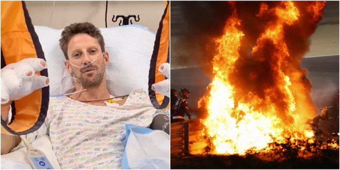 Romain Grosjean: F1 horror crash driver says Halo safety device saved his life