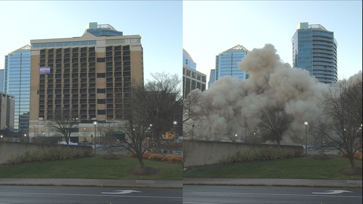 Hotel Demolished in Controlled  Implosion