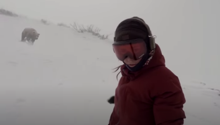 Bear Chases Skier Down Mountain