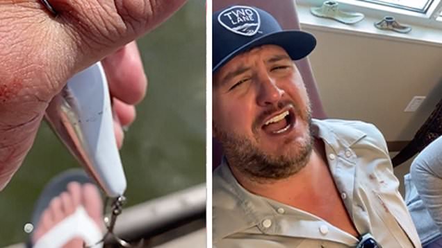 Luke Bryan: fishing hook gets stuck in his finger!