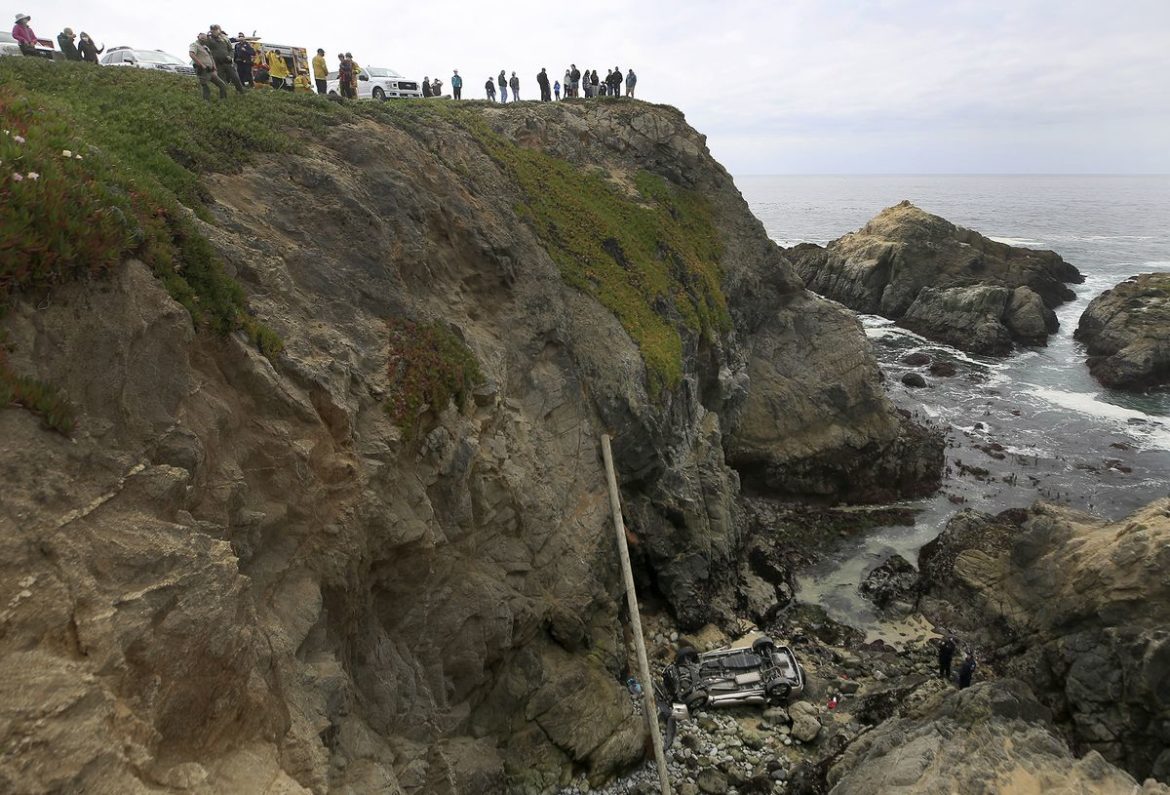 Car plunges off California cliff