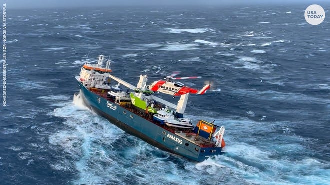 Crew rescued in violent sea conditions