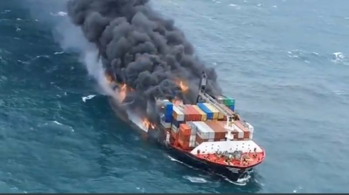Container ship Catches Fire Off Sri Lanka
