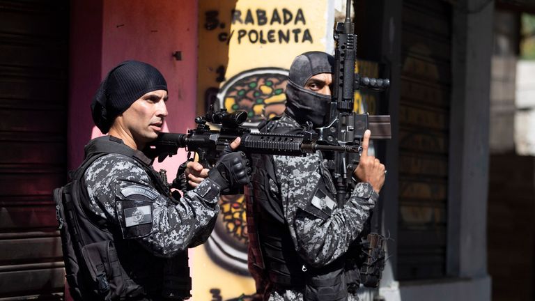 28 dead in drug bust shootout in Rio de Janeiro.