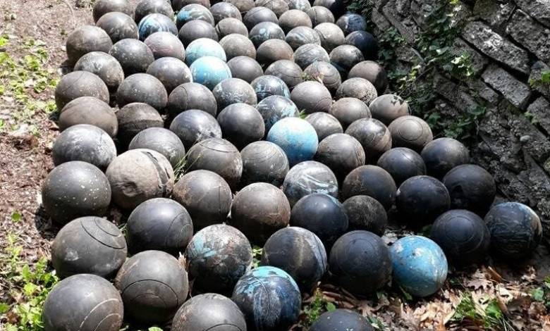 158 buried bowling balls unearthed under steps