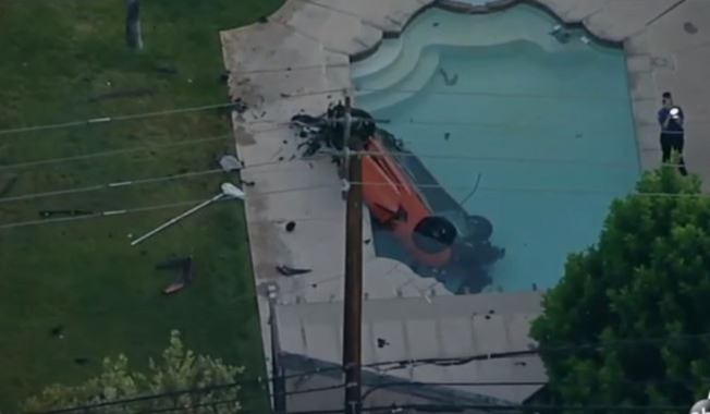 Corvette crashes landing in pool, killing two