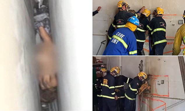 Naked woman trapped between 2 buildings upside down rescued!, follow News Without Politics, NWP, Santa Ana, California, non political news source