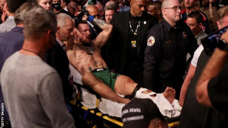 Conor McGregor leg injury and loss to Dustin Poirier