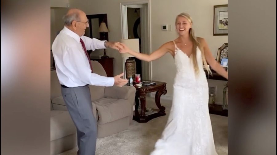 Bride flies 800 miles to dance with her 94-year-old grandpa