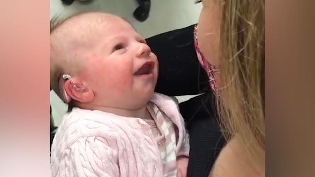 Watch baby hearing mom’s voice for the first time
