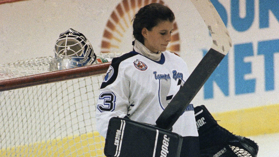 Who was the first woman to play in pro hockey game?