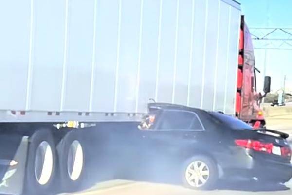  Semi truck drags pinned car down highway in shocking video, News Without Politics