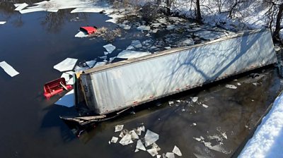 news other than politics Tractor-trailer plunges off bridge into river nonpolitical news