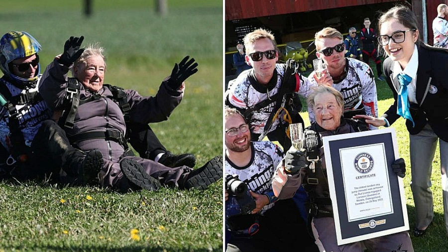 103-year-old woman becomes world’s oldest skydiver